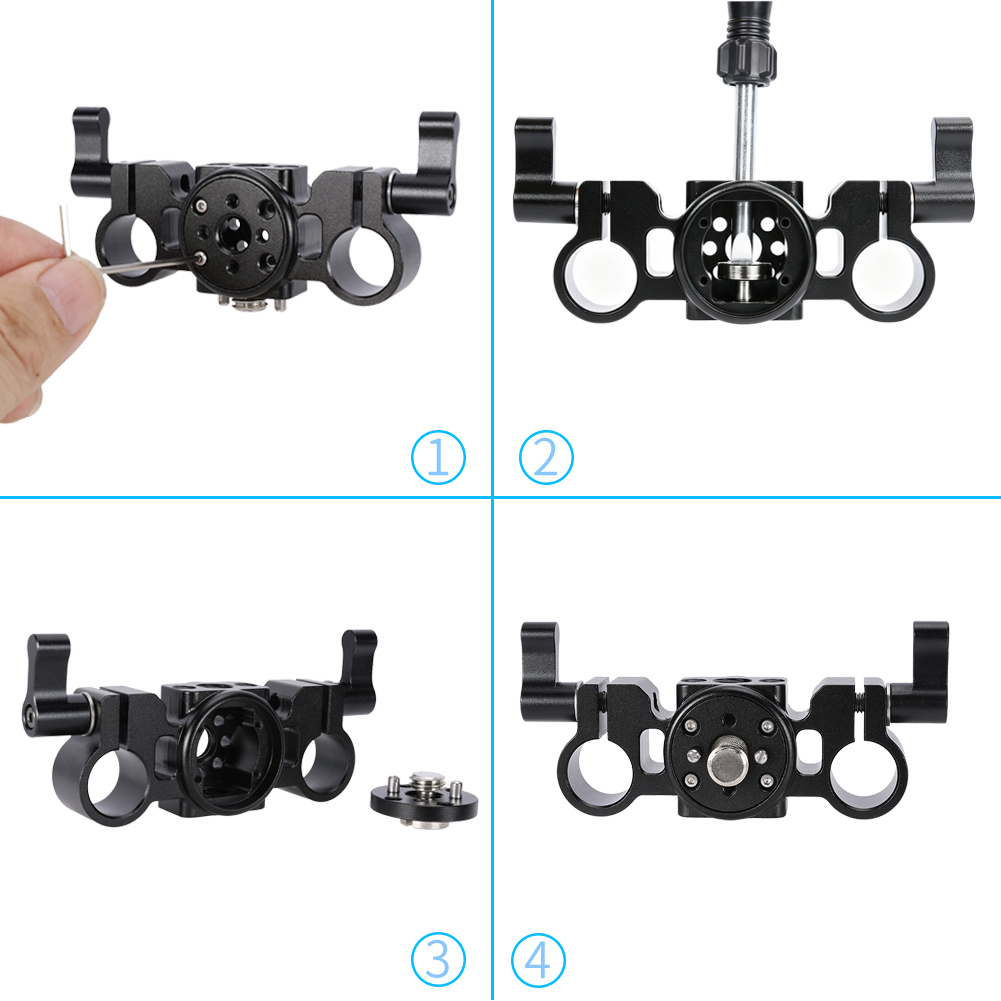 Niceyrig Arri Locating Dual 15MM Rod Clamp with Detachable Locating Pins for Camera Cages,Handles,15MM Rods Extension