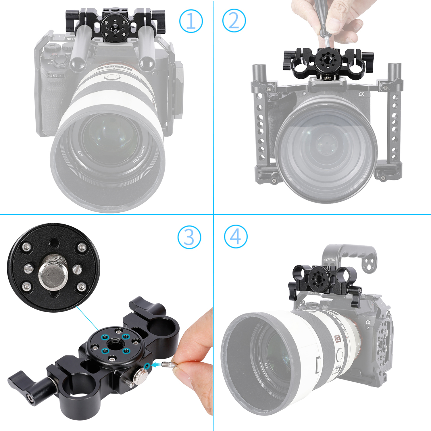 Niceyrig Arri Locating Dual 15MM Rod Clamp with Detachable Locating Pins for Camera Cages,Handles,15MM Rods Extension