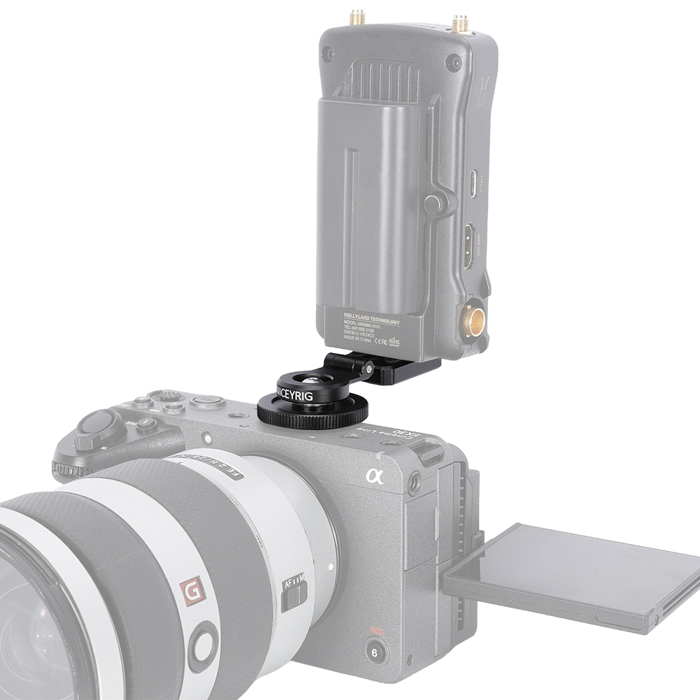 Niceyrig Cold Shoe Mount Adapter for Wireless Transmitter – 180° Tilt Damping Adjustable Cold Shoe Bracket with 1/4"-20 Threaded Hole, Anti-Scratch Pad, Camera & Stabilizer Gimbal Compatible