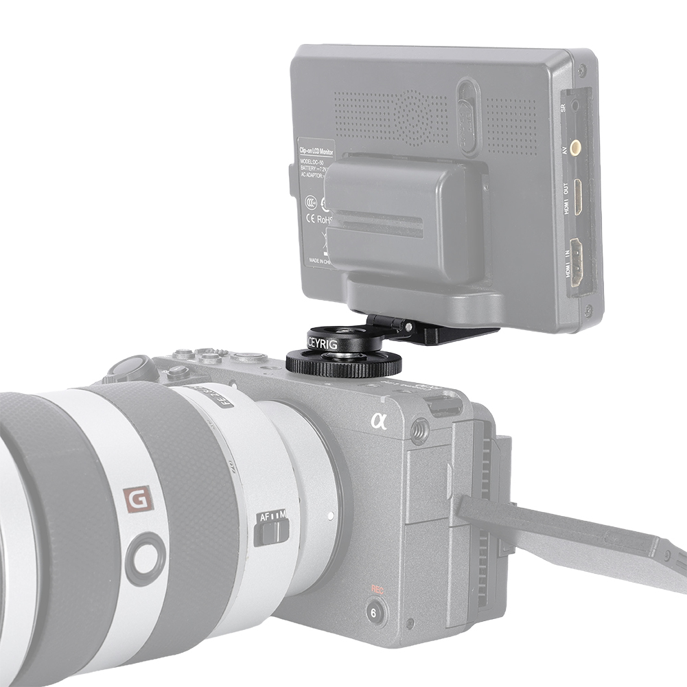 Niceyrig Cold Shoe Mount Adapter for Wireless Transmitter – 180° Tilt Damping Adjustable Cold Shoe Bracket with 1/4"-20 Threaded Hole, Anti-Scratch Pad, Camera & Stabilizer Gimbal Compatible