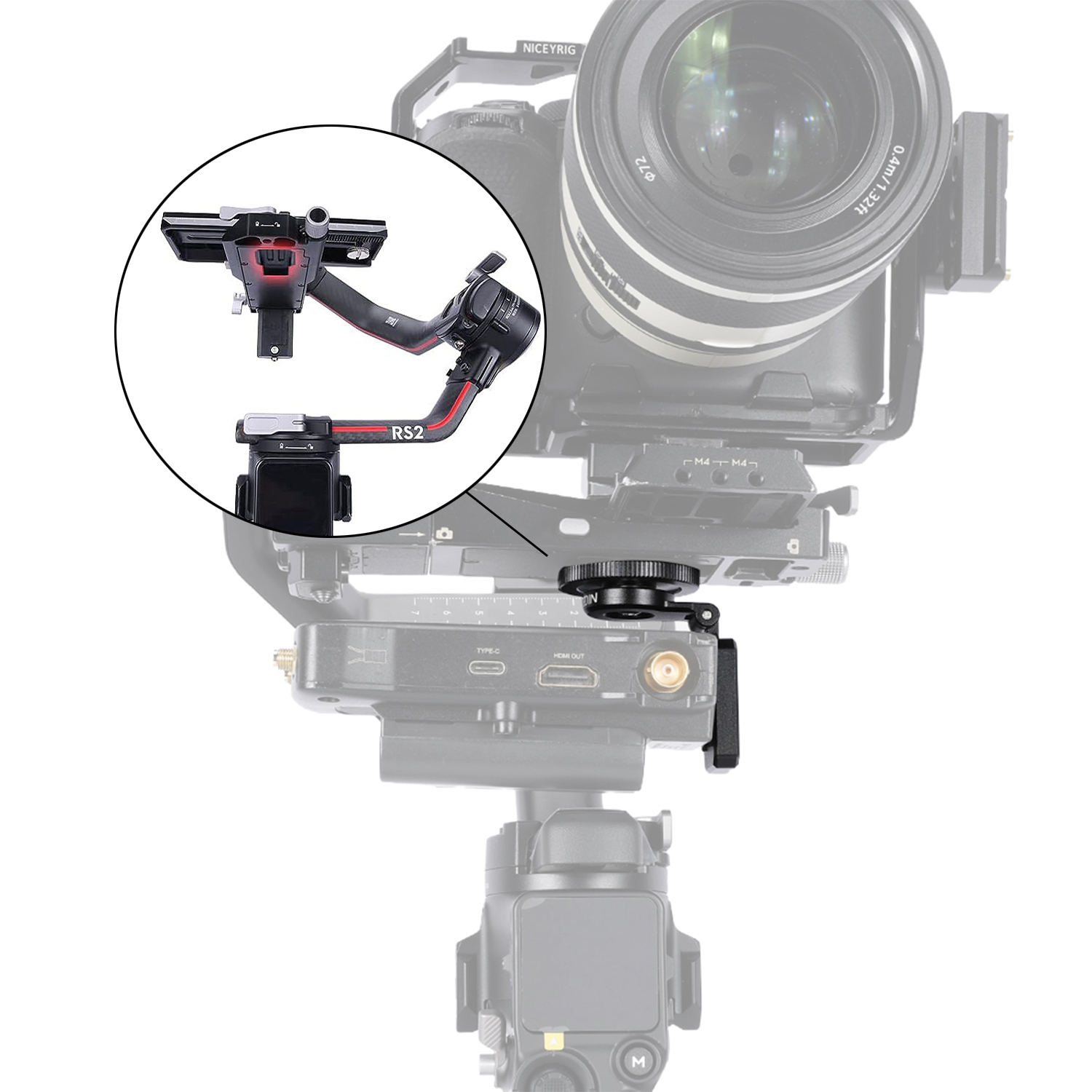 Niceyrig Cold Shoe Mount Adapter for Wireless Transmitter – 180° Tilt Damping Adjustable Cold Shoe Bracket with 1/4"-20 Threaded Hole, Anti-Scratch Pad, Camera & Stabilizer Gimbal Compatible