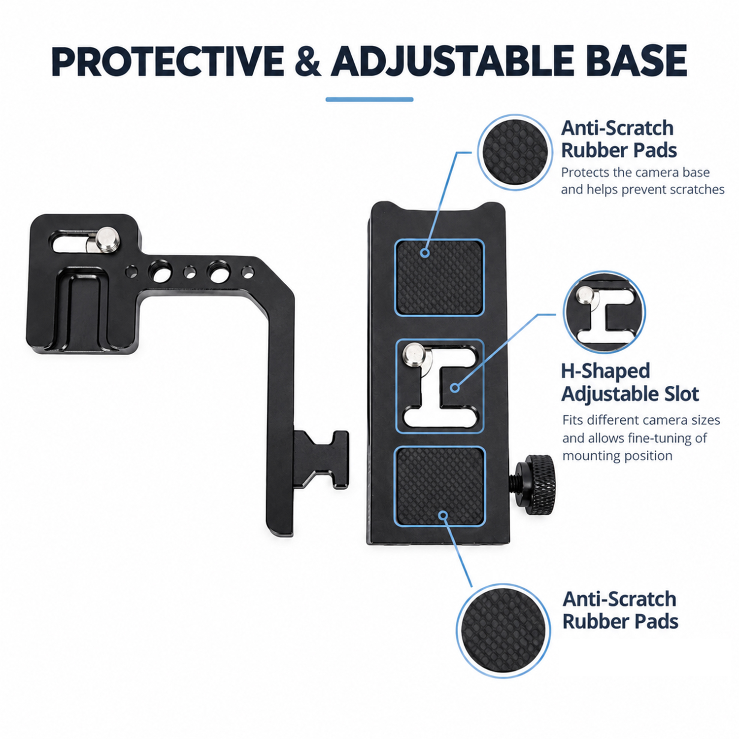 Niceyrig Compact Arca Tripod Mount Plate with Cold Shoe Mount for Flashlights,Trigger, Wireless Transmitters, Smartphone, Monitors Mounting
