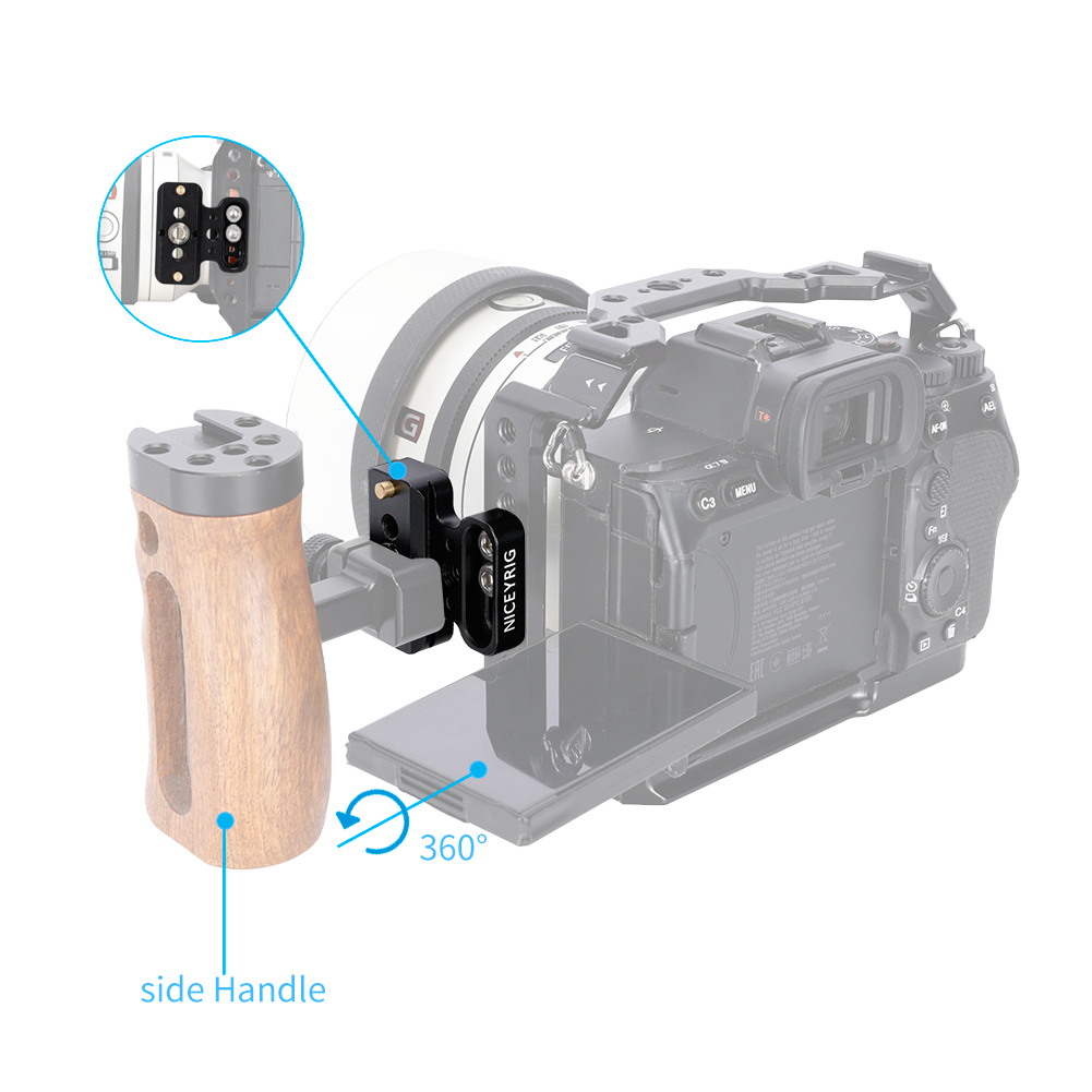 Niceyrig Nato Rail Adaptor for Nato Clamp Side Handle Reposition Mount Comes with Arri Locating Thread Holes & Anti-Drop Pins