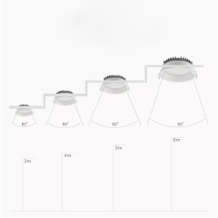 Luz embutida LED 7W Anti-cintilação e anti-reflexo