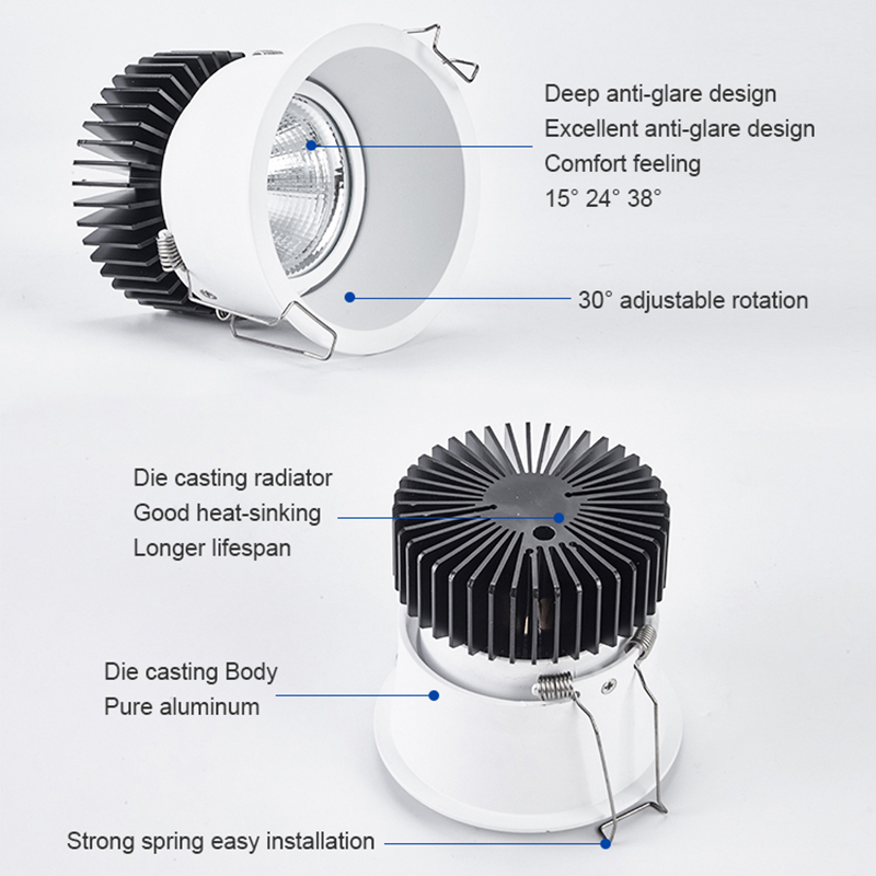 7W 12W 24W 30W 4 Zoll LED-Einbauleuchten Beleuchtung
