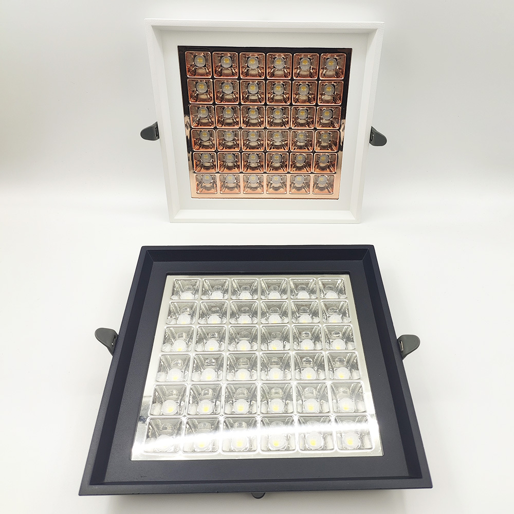 Downlights LED carrés à intensité variable 9 W, 16 W, 25 W, 36 W, coupe-feu