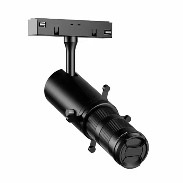 Shapeable black track lighting for museum with shapeable track lights