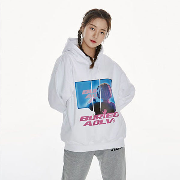 BA x ADLV HOODIE PINK SCREEN WHITE