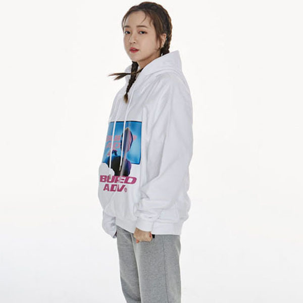 BA x ADLV HOODIE PINK SCREEN WHITE