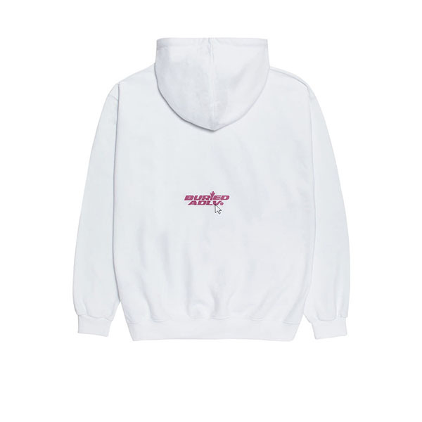 BA x ADLV HOODIE PINK SCREEN WHITE