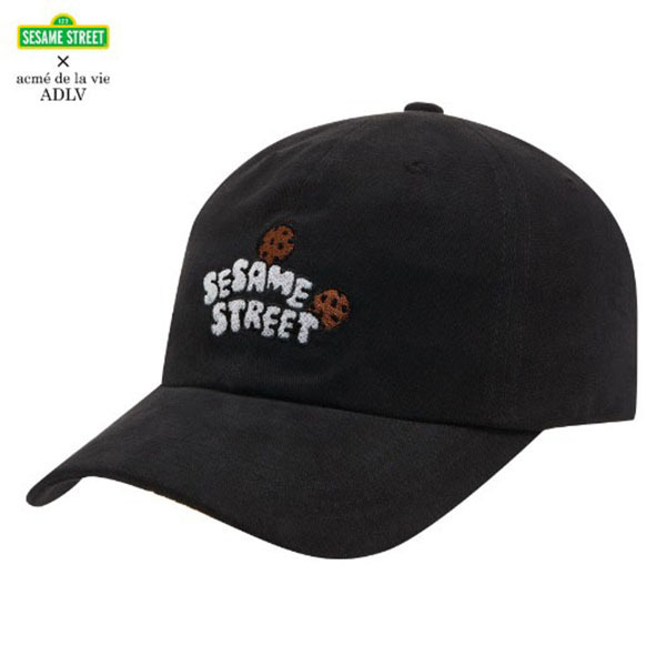 [SESAME STREET X ADLV] SESAME STREET COOKIE LOGO BALL CAP BLACK BEIGE