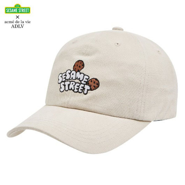 [SESAME STREET X ADLV] SESAME STREET COOKIE LOGO BALL CAP BLACK BEIGE