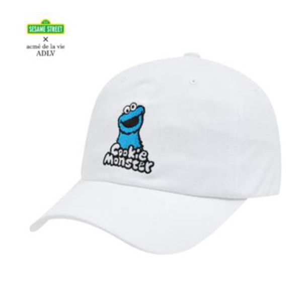 [SESAME STREET ] SESAME COOKIE MONSTER BALL CAP WHITE BLACK RED
