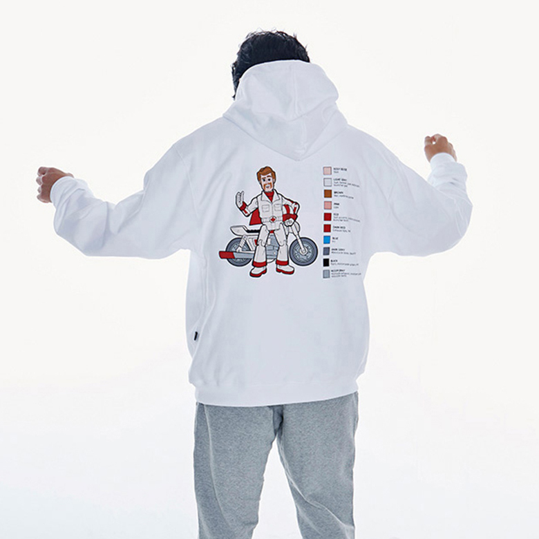 TOY STORY X acmé de la vie COLOR CHIP HOODIE (DUKE CABOOM) WHITE