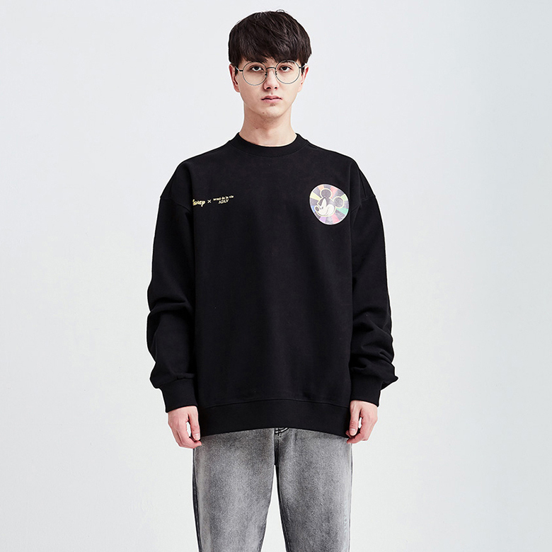 [DISNEY X ADLV] MASCOT MICKEY_SWEAT SHIRTS WHITE BLACK
