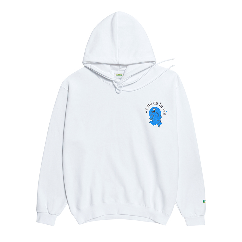 [SESAME STREET X ADLV]BLUE COOKIE MONSTER HOODIE WHITE