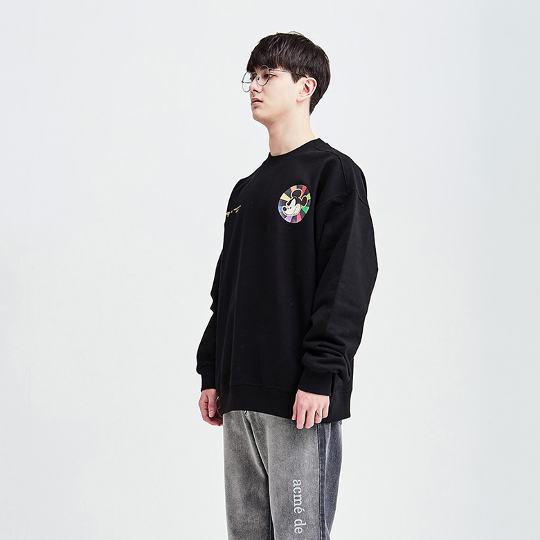 [DISNEY X ADLV] MASCOT MICKEY_SWEAT SHIRTS WHITE BLACK