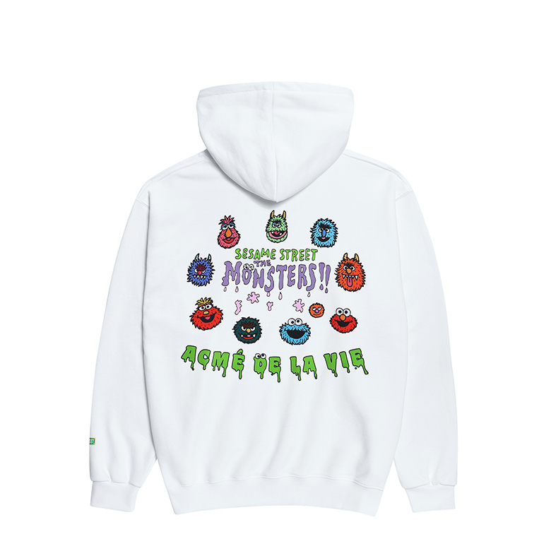 [SESAME STREET X ADLV]MONSTERS IN LINE HOODIE WHITE
