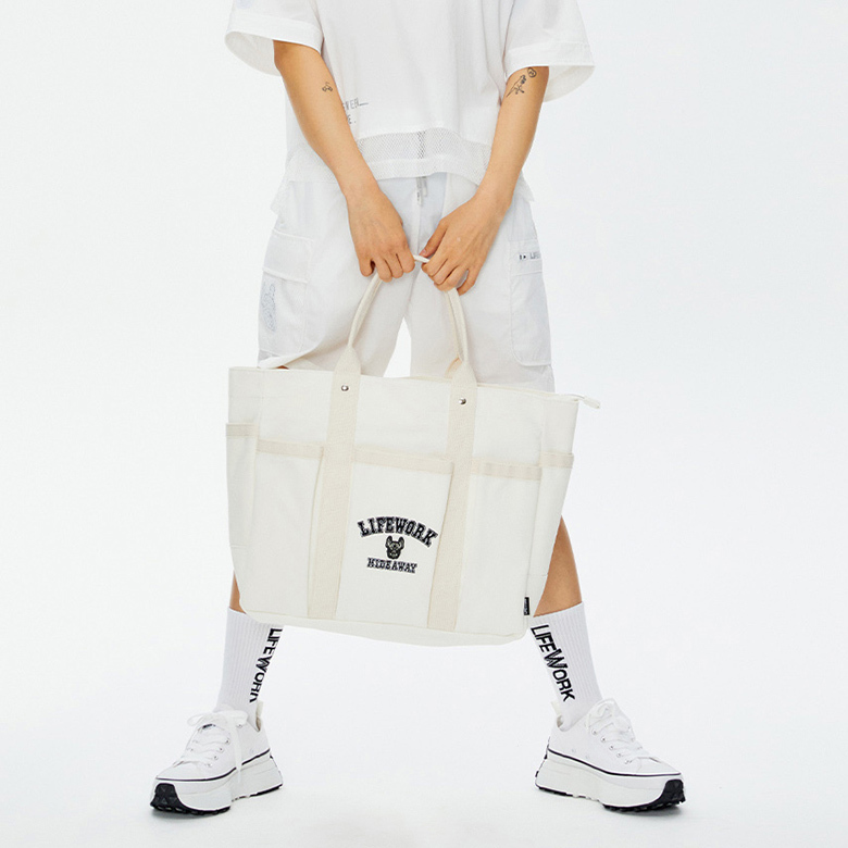 Life Work Logo Zip Closure Tote Bag