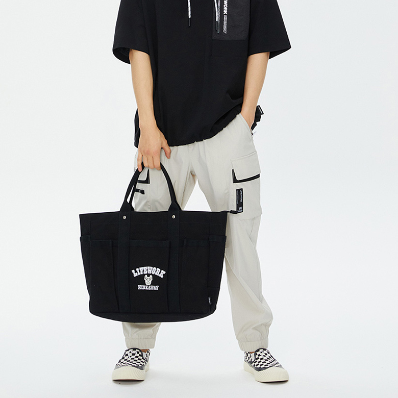 Life Work Logo Zip Closure Tote Bag