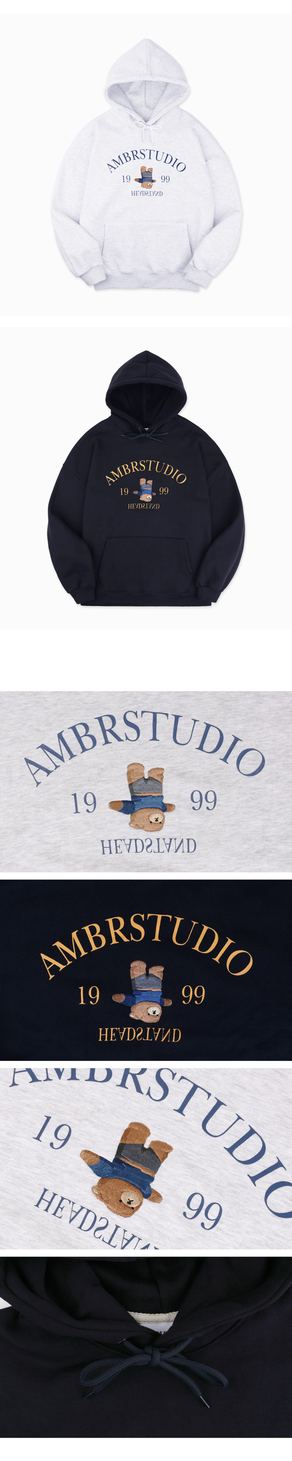 ★送料・関税込★Ambler★School look bear Over fit Hoodi.e★ Ambler Headstand bear Over fit Hoodie AHP1001