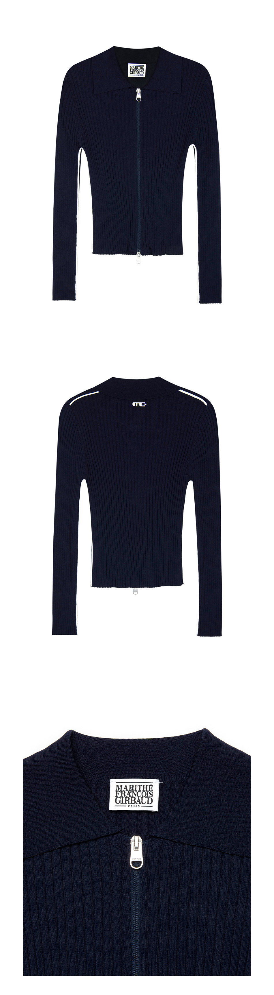MARITHÉ FRANÇOIS GIRBAUD W SLIM FIT RIBBED ZIPUP CARDIGAN