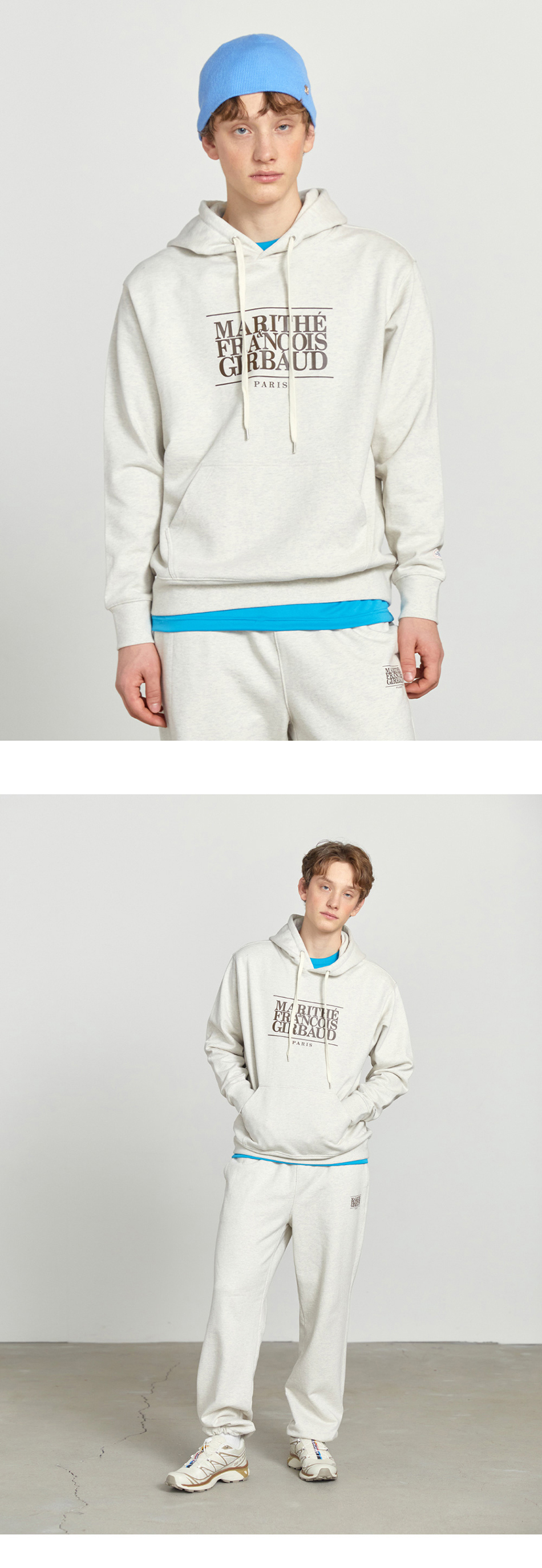 【Marithe + Francois Girbaud】REGULAR LOGO RAGLAN HOODIE REGULAR LOGO COLOR BLOCK RAGLAN HOODIE navy - MARITHÉ+