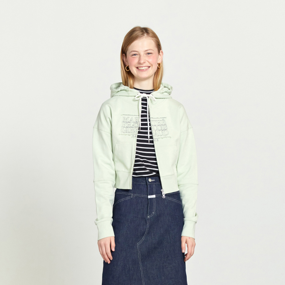 MARITHÉ FRANÇOIS GIRBAUD W CLASSIC LOGO CROP HOODIE ZIPUP