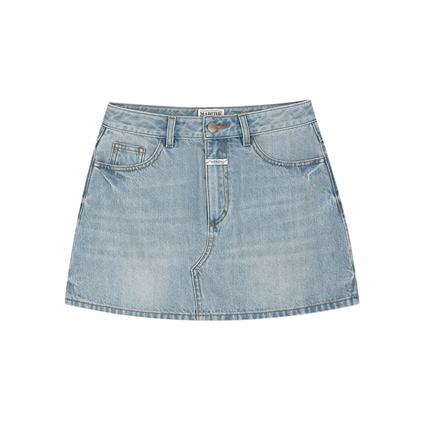 Mini-jupe Jean Bleu Marithé Et François Girbaud Taille 38 - Scratch Rouge, Vintage