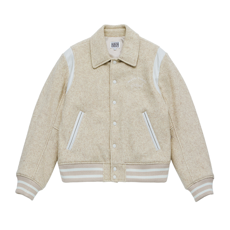 [MARITHE]★WOOL BLENDED VARSITY JACKET Buy Marithe Francois Girbaud Wool Blend Varsity Jacket Brown