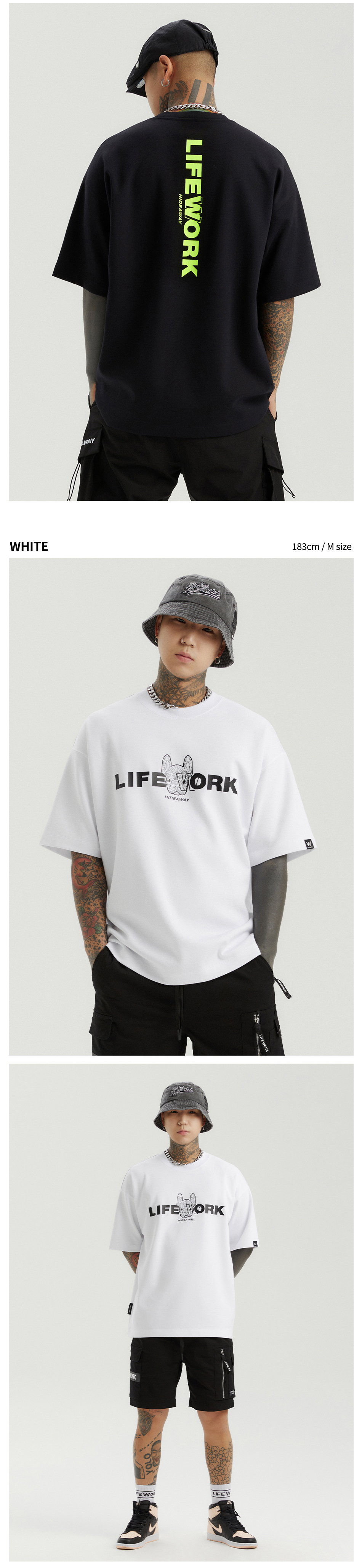 【韓国 Life Work】リップストップN/SPサイド襟Tシャツ Life Work Neon Side Zipper Short-Sleeved T-Shirt