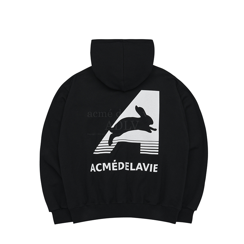acmé de la vie BIG A LOGO RABBIT HOODIE BLACK