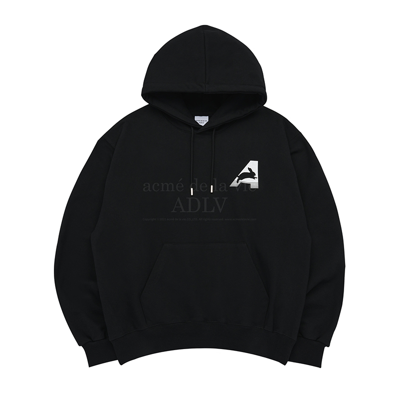 acmé de la vie BIG A LOGO RABBIT HOODIE BLACK