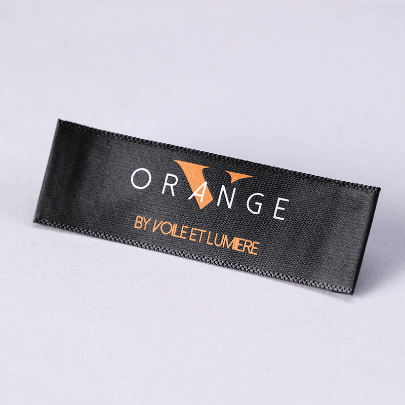 Black satin labels