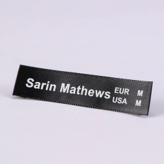 Black satin labels