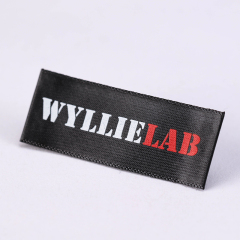 Black satin labels