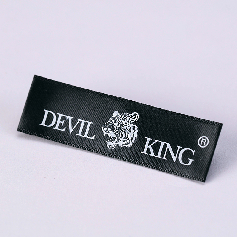 Black satin labels