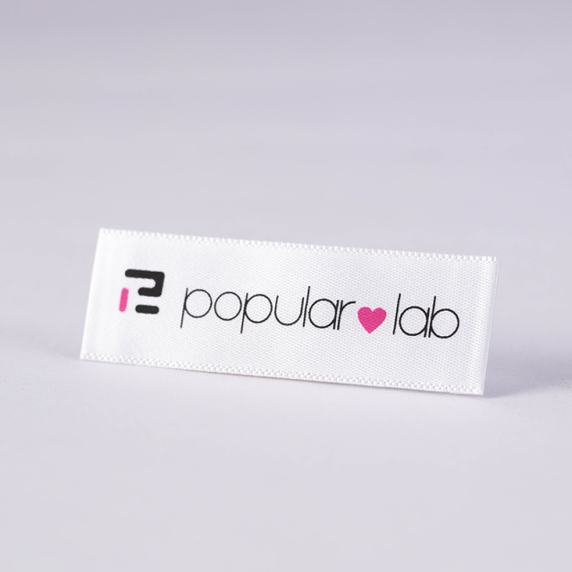 White satin printed labels