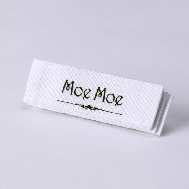 White cotton printed labels
