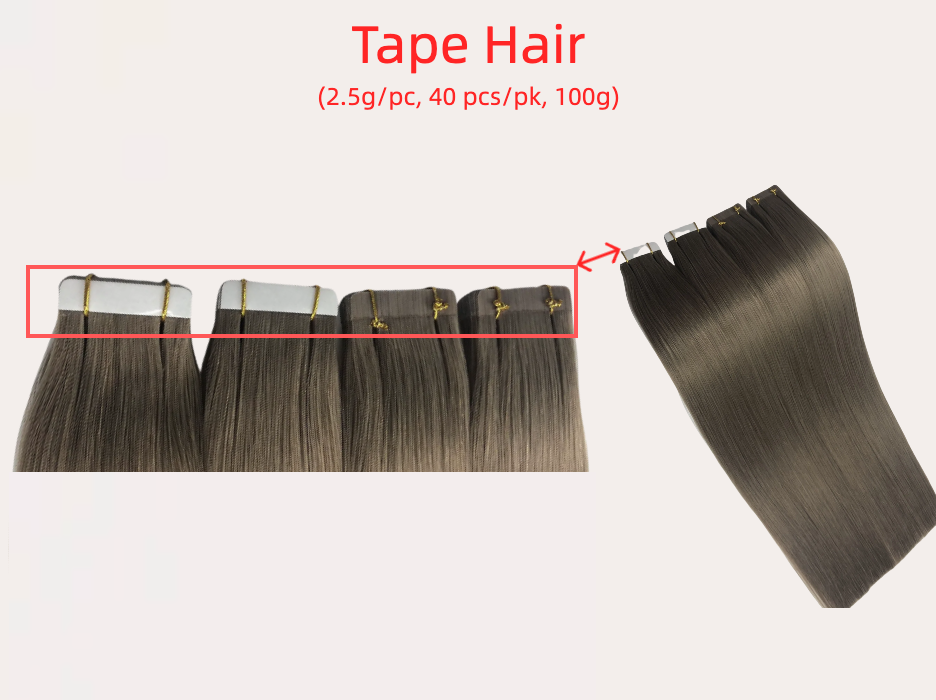 Tape Hair-Hair extensions(2.5g/pc, 40 pcs/pk, 100g)