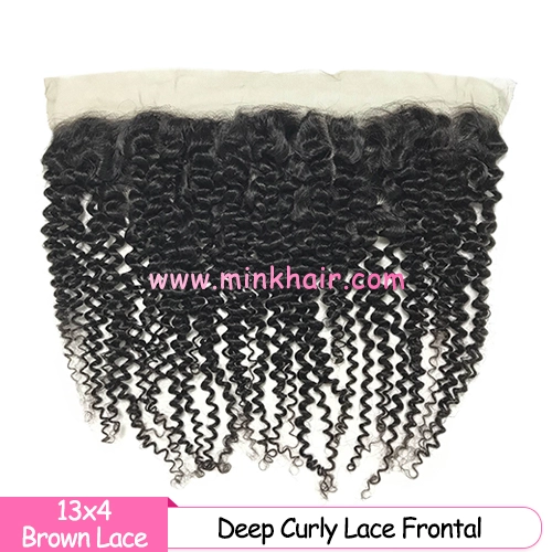 Brown Lace Diamond Virgin Hair Mink Brazilian Hair Deep Curly Wave Lace Frontal