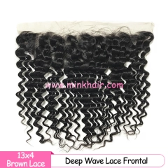 Brown Lace Wholesale Mink 100% Remy Virgin Brazilian Hair On Sale Deep Wave Frontal