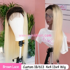 Custom Ombre 1B/613 Lace Wig Brown Lace 180% Density Ombre Blonde Wig
