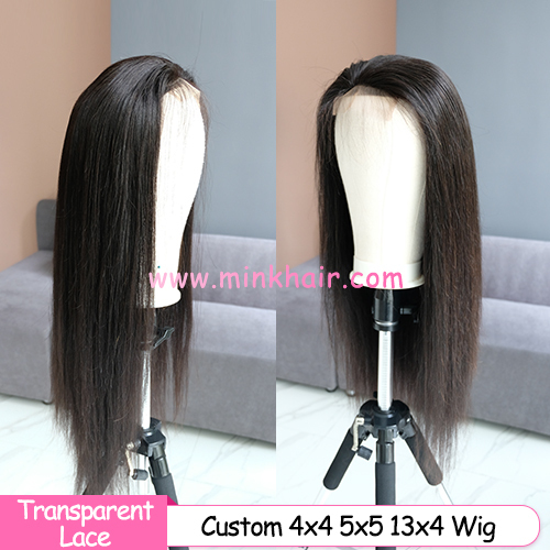 Custom Transparent 4x4 5x5 13x4 13x6 Lace Closure Wig Full Frontal 180% Density Wholesale Wig (Ready to Ship)