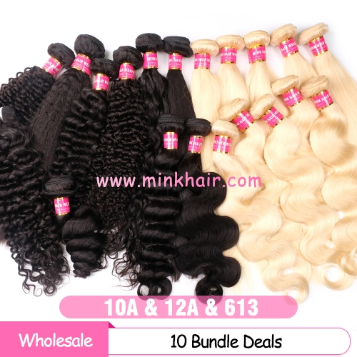 Bundles Deals Wholesale Mink Brazilian Hair Weave Bulk buy from China (Textures can be mixed)