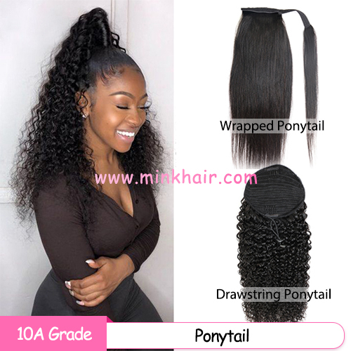 Wrapped Ponytail &amp; Drawstring Ponytail 100% Human Hair