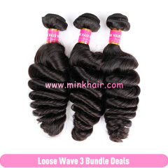 Best Loose Wave Hair Bundle Deals 10A Grade 100% Mink Brazilian Hair Weave