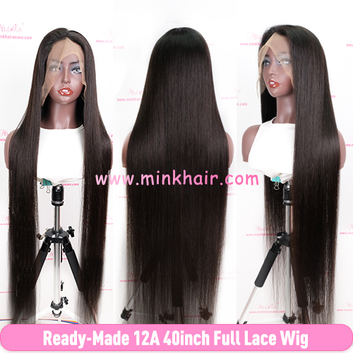 Ready-Made 12A 40inch Full Lace Wig 150% Density Silky Straight Hair