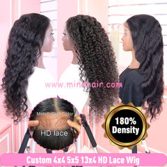 Custom HD 4x4 5x5 13x4 13x6 Lace Closure Frontal Wig 180% Density 10A Wholesale Wig