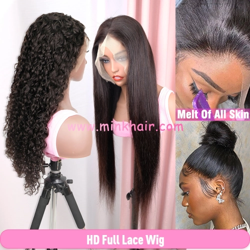 Ready-Made 10A &amp; 12A Grade HD Full Lace Wig 1B Blonde613 Color 100% Raw Human Hair 150% Density